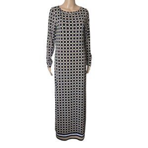 Michael Kors Dress Geometric Long sleeve multicolor maxi slit on sides Size M